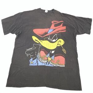 Vintage 1993 Looney Tunes Daffy Duck Western SS T-Shirt Size XXXL Mens Black